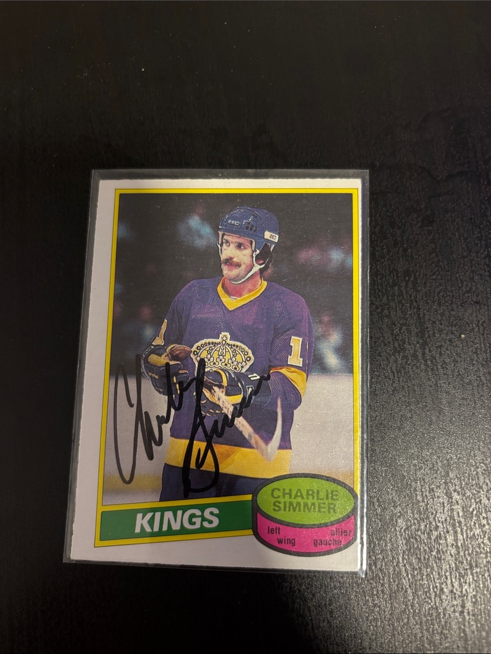 Los Angeles Kings Purple Charlie Simmer Hockey Trading Card autographed